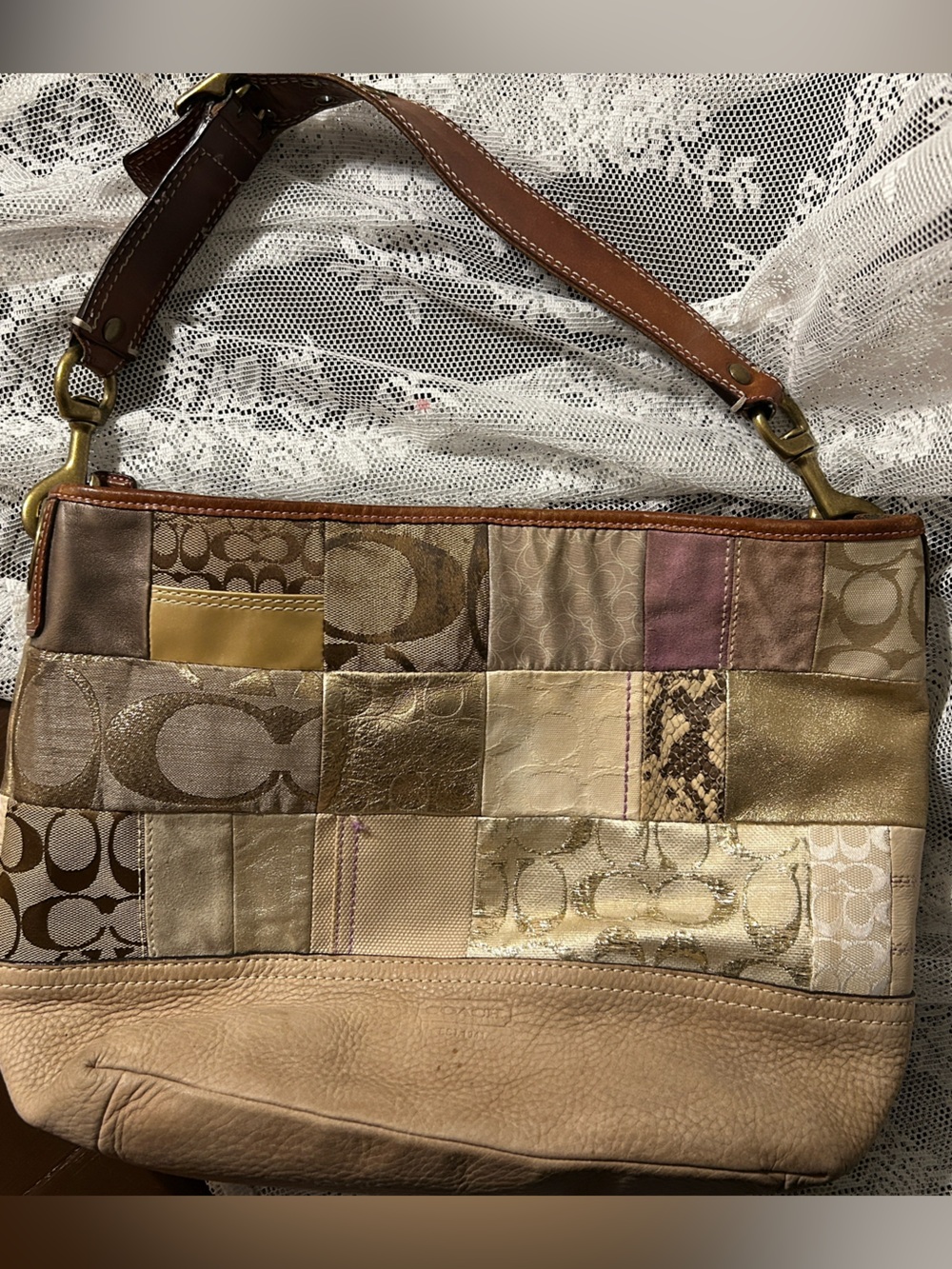 2007 vintage patchwork Coach Carly hobo